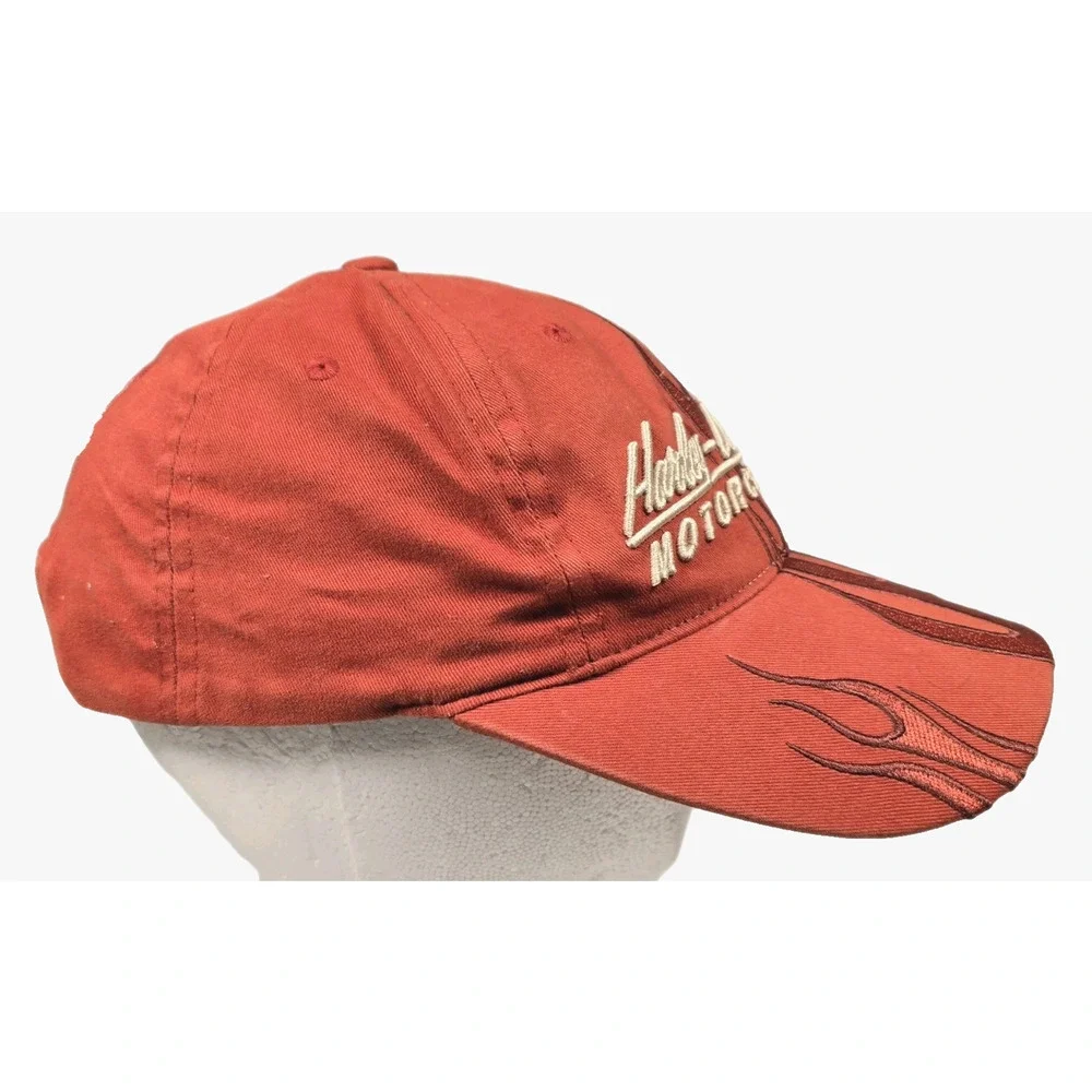 Vintage Harley-Davidson Adjustable Baseball Cap Orange Flames Lebanon, NH